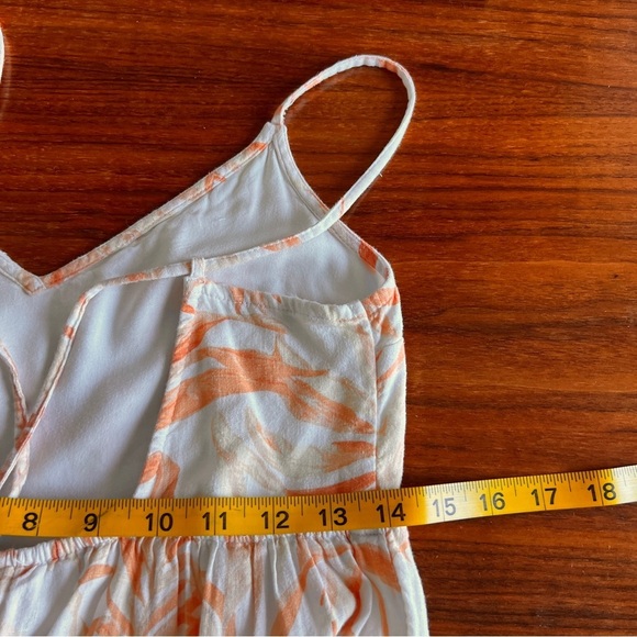 Abercrombie & Fitch Orange Linen Blend Tropical Leaf Print Maxi Dress Small - Picture 13 of 14